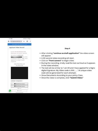 My DSC application ID is created on SignX but the video is still pending.How can I upload the video?