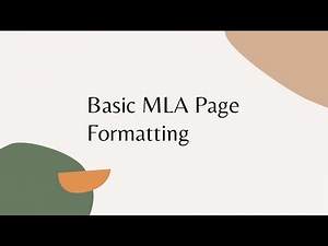 Basic MLA Page Formatting