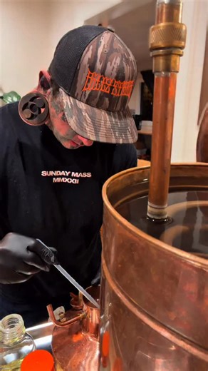 Just finishing up a 16 hour distillation. Toward the end I use my pipette as an oil separator. You can see here how the essential oil floats on top and the hydrosol settles below. Pulling the oil off the surface lets me finish the distillation clean and slow so nothing gets wasted. #SmokeWalkers #distillation #frankincenseoil #essentialoil | Angus SmokeWalker