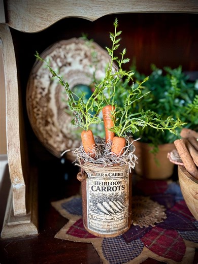 Primitive Heirloom Carrot Can – Handmade Clay Carrots in Spiced Vintage Seed Tin – Rustic Spring & Easter Farmhouse Decor - Etsy