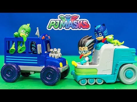 PJ MASKS Romeo Lab Vehicle and Night Ninja Bus Toys Unboxing
