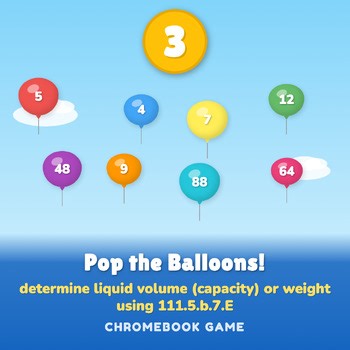 3rd Grade Measurement Math Game Set 7E | Balloon Pop | Homework Alternative