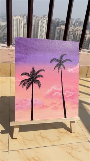 Summer’s Palm Tree 🌴 Easy Painting Tutorial for Beginners #shorts