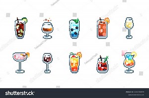 Set Pixel Art Classic Cocktail Retro Stock Vector (Royalty Free) 2141764979 | Shutterstock