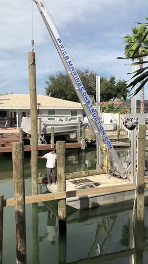 Barge with Rotating A-Frame Crane