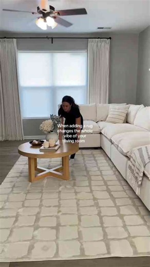 Perfect neutral rug makes living room feel cozy