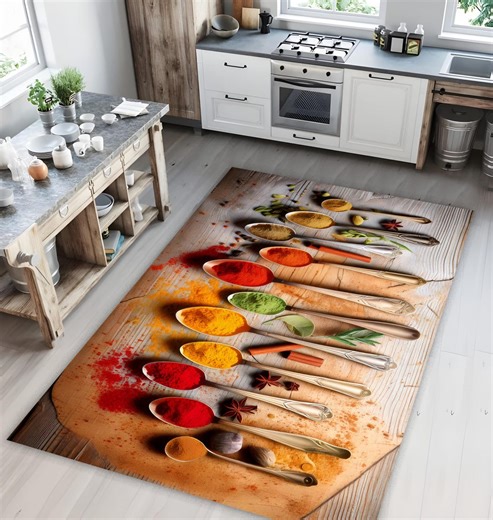 Kitchen Runner Rug | Washable Non-slip Rug | Colorful Spices Printed Washable Kitchen Rug | Modern Kitchen Rug | Kitchen Mats - Etsy