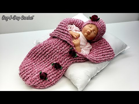Easy Crochet Baby Cocoon with Hat | Serenity Sleep Sack | Bag O Day Crochet Tutorial #618