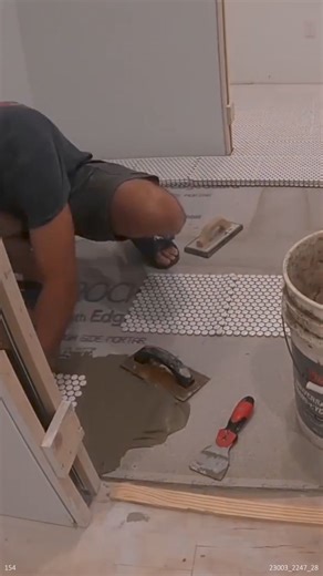 DIY Penny Tile Installation #pennytile #tileinstallation #installingpennytile #diyrenovation | MR Post Frame