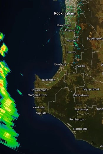Really heavy falls now showing up near Pemberton possibly even hail! 🌧️ ⛈️ 🧊 🚬 | Perth Weather Live