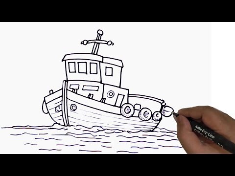 How to draw a fishing boat easy. | Easy Fishing Boat Drawing Lesson.