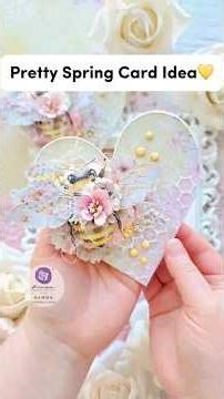 Spring Cardmaking Idea | Layered Heart Cards with Florals & Bees 🐝| Among the Wildflowers #handmade
