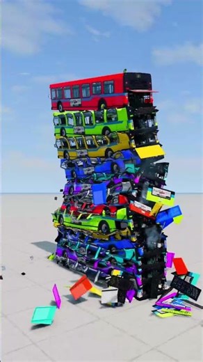 Mixed Rainbow ColourFull Buses Crash Fall 😱 #20 - BeamNG Driver #beamngdrive #viral #funnymoment
