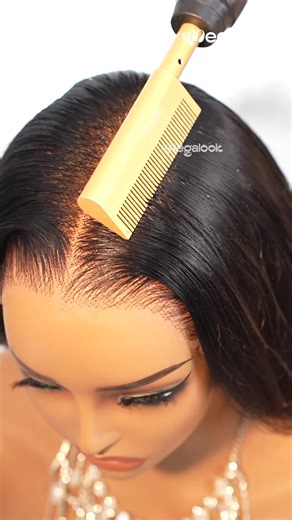 Middle part with hot comb ✨ . . All the wig vibes you need, right here 😉 #megalook #megalookhair #wigfactory #wigmaking #wigs