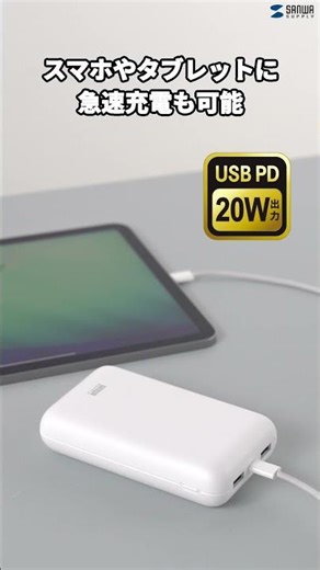 USB PD規格による最大20Wの出力に対応した、容量20000mAhのモバイルバッテリー。電気用品安全法（PSE）の技術基準に適合し高い安全性で安心して使える。飛行機内持ち込み可。BTL-RDC39