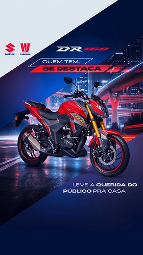 Com potência e estilo que chamam atenção por onde passam, a Haojue DR160 é a queridinha do público. Além de um design diferenciado, o modelo oferece mais estabilidade em alta velocidade, por conta da sua suspensão invertida dianteira. 🏍️ Leve a DR160 pra casa e conheça todo o potencial que só ela entrega. | Suzuki Haojue Motos do Brasil