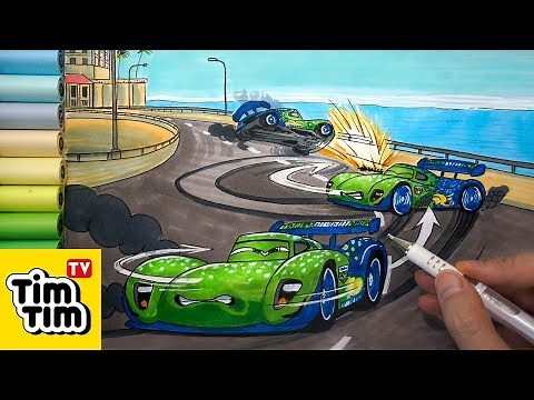 How to draw Carla Veloso Crash at Porto Corsa (1) Cars 2 | Easy step-by-step for kids | Coloring