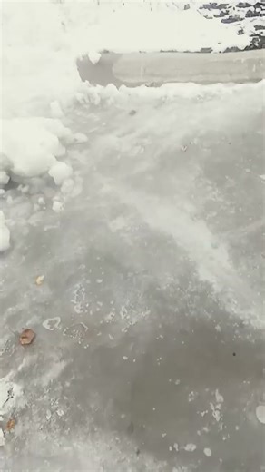 Walking on a slippery ice patch!