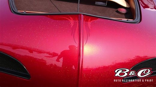 At B&C Auto Restoration and Paint in Ontario, NY, this jaw-dropping 1966 VW Karmann Ghia is turning heads with its stunning, fully customized build. This classic Volkswagen has been transformed with its show-quality “oh so sexy” red paint job, and infused with multi-colored flakes and pearl that shimmer under every light, making it a true standout at any car show or cruise night. The sleek curves of the Ghia’s iconic body are accentuated by the deep, glossy finish, while custom touches throughou