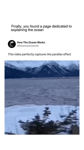 How The Ocean Works on Instagram: "@howtheoceanworks teaches you something new about the ocean every day! 🌊 🧠 When you look at the ocean from a moving vehicle, the water’s surface seems to glide slowly alongside you, barely shifting at all. Its vast distance smooths out the parallax effect, so even as waves rise and fall, the whole seascape feels steady and far-reaching. This calm, almost fixed presence contrasts with the motion of your vehicle, creating the impression that the ocean is an anc