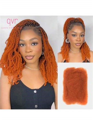 QVR QUEEN VIRGIN REMY 50 g/verpakking Afrikaanse krullende haarextensies, geschikt voor vlechten, mini twists en dreadlocks. Hoogwaardige haarextensies van echt haar voor mannen en vrouwen. Verkrijgbaar in meerdere kleuren (zwart, bruin, goud, wijnrood, ombre, enz.). Natuurlijk en zacht, kan geverfd en gepermanent worden. | SHEIN