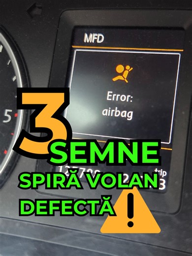 ⚠️ 3 SEMNE CĂ SPIRA VOLAN LA VW TIGUAN E DEFECTĂ - AIRBAG APRINS ⚠️ DTC: ⚠️ B10001B - Driver Airbag Igniter - Resistance Too High ⚠️ U108E00 - Control Unit in Steering Wheel -No Communication ⚠️ C110BF0 - Adaptive Cruise Control Sensor -Limited Visibility ⚠️ U021200 - Lost Communication With Steering Column Control Module Volkswagen Tiguan 5N ⚠️ Erori simultane: ❌ Airbag nefunctional ❌ Claxon nefunctional ❌ Comenzi volan nefunctionale