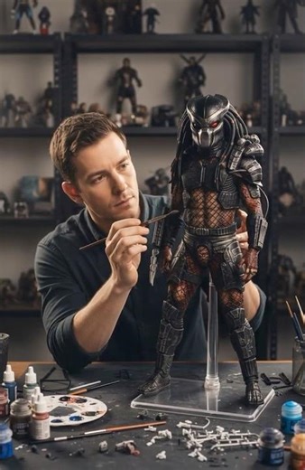 Painting a Predator Figure | Detailed Black & Red Miniature Painting in Workshop