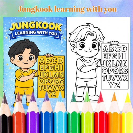 Jungkook Learning With You Coloring Pages | Chibi BTS Printable - Etsy Canada