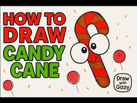 How to Draw a Candy Cane 🎄 | Easy Christmas Drawing for Kids l Kolay Noel Şekeri Çizimi