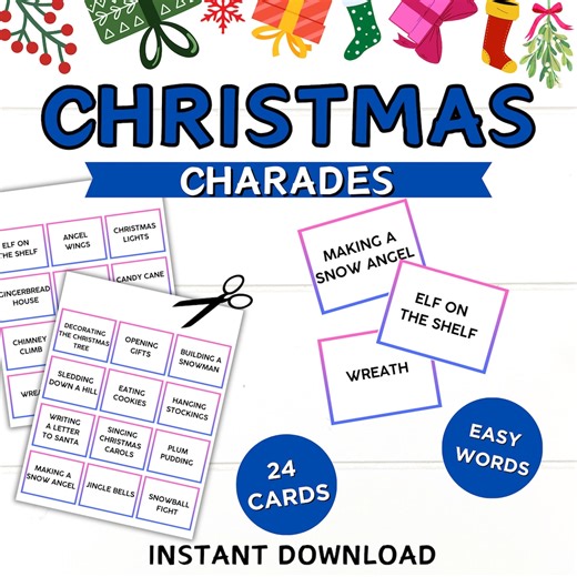 Christmas Charades Game | Printable Holiday Party Activity (digital Download) - Etsy
