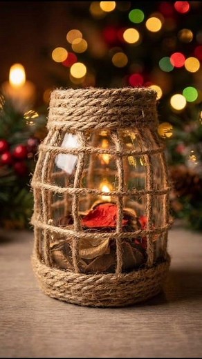 DIY Rustic Candle Holder with Jute Rope 🕯️✨ | Easy Glass Jar Craft #diy #cristmasdecor #handmade