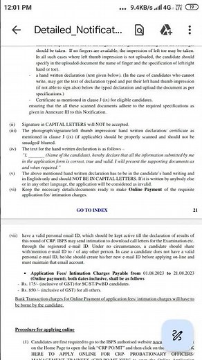 Declaration form formet for ibps po