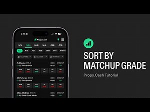 Props.Cash Tutorial: Sort By Matchup Grade