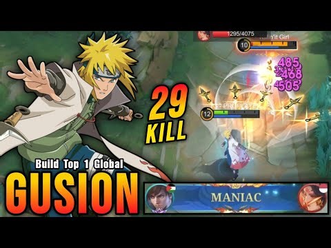 Gusion x Minato 29 Kills + MANIAC!! Super Intense Battle!! - Build Top 1 Global Gusion ~ MLBB