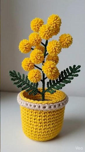 How to Crochet a Mimosa Flower Pot Step-by-Step Tutorial