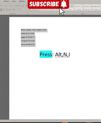 Convert Data Into table | shortcut to make table in ms word | ms word tips