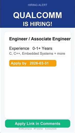 Qualcomm | Engineer / Associate Engineer | Off Campus 2026 | Apply Now | India