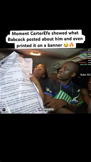 Moment CarterEfe showed what Babcock posted about him and even printed it on a banner 😂🔥#carterefe