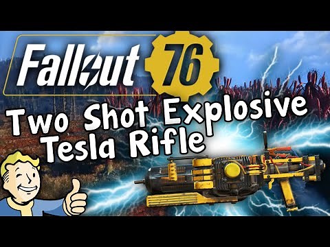 Fallout 76 - Two Shot Explosive TESLA RIFLE Showcase - LEGACY WEAPON!