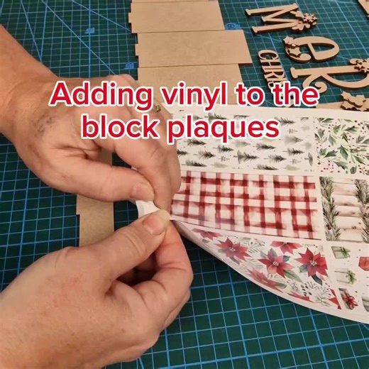 adding our vinyl to our MDF block plaques to safe painting them! #multimedia #vinylcraft #printedvinyl #manchestercraftblanks