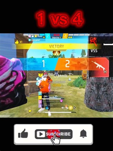 CS RANK 1 vs 4 ln mobile 🗿vss + scar clutch watch🔥genera freefire short video YouTube channel