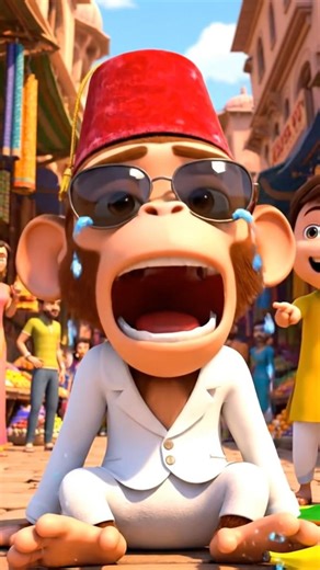 Oops! Monkey Slips in the Market! | #ytshorts #animation #cartoon #explore #viral