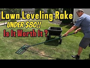 Before you buy a lawn leveling rake, take a moment to check out this review. #lawncare #diylawncare