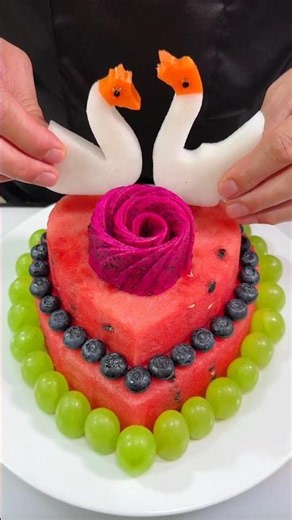 A Watermelon Surprise for My Daughter's Birthday 🎂🍉 | how to make fruit cake #shorts #shortsfeed​