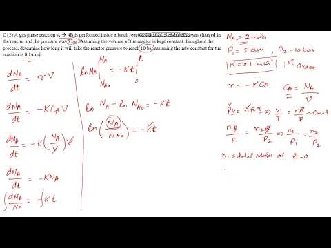 Gas Phase Reaction in Batch Reactor (Practice Problem 12) Chemical Reaction Engineering ChemE Tutor