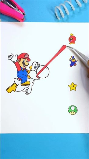 Super Mario Galaxy Mario and Yoshi Coloring With Eating#supermariogalaxy #yoshi #shorts