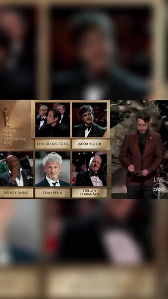 Sean Penn wins the Oscar for Best Supporting Actor for his role in One Battle After Another. 🏆 His third Academy Award. #onebattleafteranother #oscar #academyawards