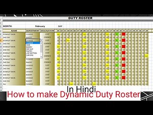 HOW TO MAKE DYNAMIC DUTY ROSTER AUTO FILL for Mobile & pc-step by step in Hindi