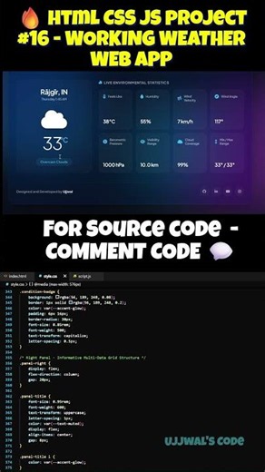 Custom Glassmorphic Weather App 🌧️ using HTML/CSS/JS