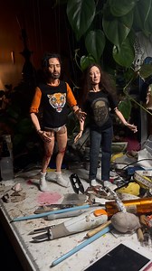 A final look at the completed Mandy and Red marionettes. Probably could’ve taken a brush to Mandy’s hair before recording but it would make sense that she’d have about as much poise as her maker. These two were so fun to make and so different from my usual. Tiny tighty whities and socks were a first and a delight, as well as my first attempt at iron-ons for their wee shirts. Always learning, for the good of puppets. | Handsome Devils Puppets